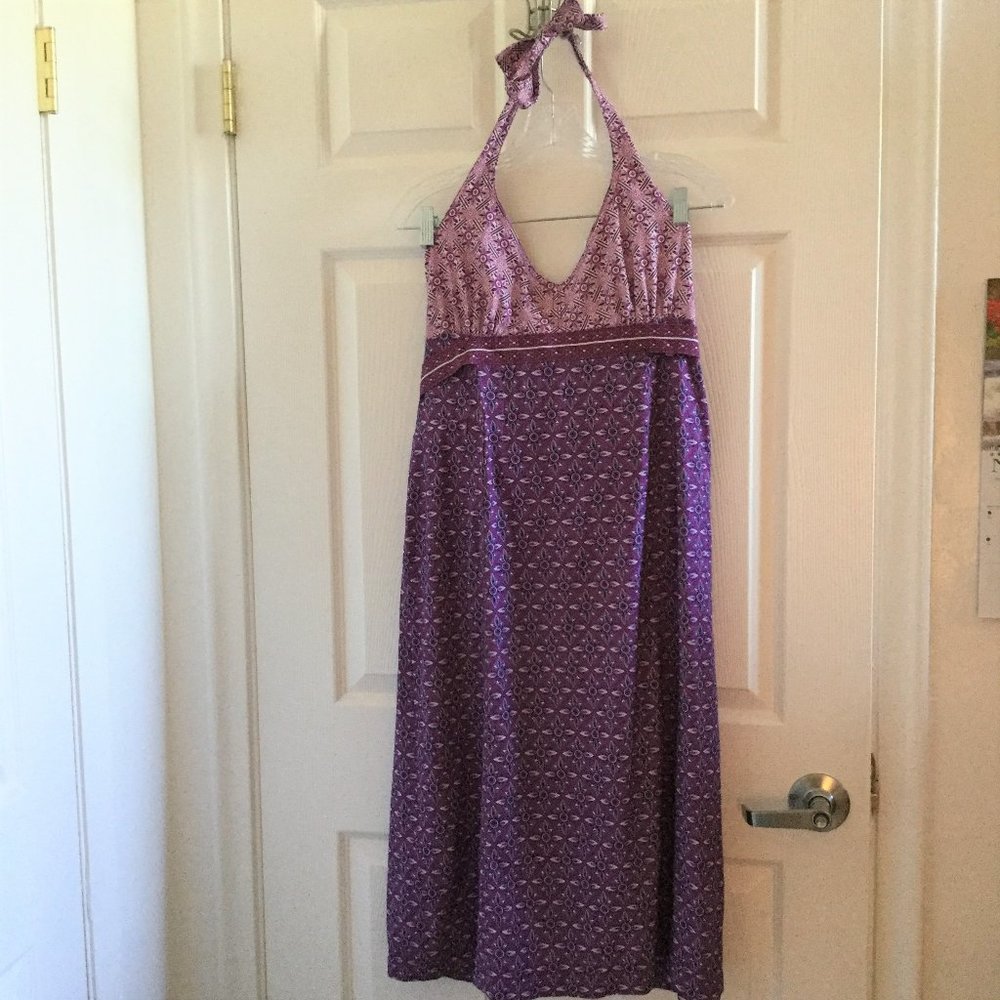 Athleta Pack Everywhere Purple Print Halter Dress
